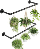 2Pc Hanging Planters for Indoor Plants Plant Hanger Indoor Hanging Plant Holder Black Metal Rod(Pot/Chain/Plant not Included by GreenHaven Gardens