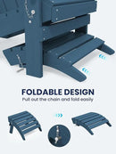 KINGYES Folding Adirondack Ottoman for Adirondack Chair, Navy by GreenHaven Gardens