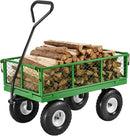 VEVOR 680 Lbs Steel Garden Cart on Wheels, Heavy Duty Garden Wagon Cart Pullable, Metal Outdoor Utility Yard Wagon Carts with 10" Tires, Mesh Removable Sides and 180°Rotating Handle by GreenHaven Gardens