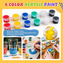 ESRICH 16 Set Mini Acrylic Paint Kit,5in Mini Stretched Canvas with 7.5in Easel,Acrylic Paint Strips,Paint Palettes,Painting Brushes, Small Canvas and Easel Set for Kids Artists Beginner,Gift by TinyTreasures Baby Boutique