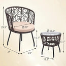 Kromax 3 Piece Bistro Set, Modern Outdoor Wicker Patio Furniture with Tempered Glass Table Top and 2 Chairs, Washable Cushions, Brown Rattan and Begie Cushion by CozyNest Decor