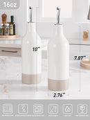famiware Milkyway 16oz Ceramic Olive Oil Dispenser Bottle, Olive Oil and Vinegar Dispenser Bottle Set of 2 with Stainless Steel Pourers, Suitable for Storage Vinegar, Soy Sauce, Liquids, White by CozyNest Decor