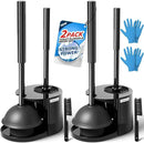 2Pack 2 in 1 Toilet Brush and Plunger Set, Extended Handle Plunger,Toilet Bowl Brush Plunger Set,Clean Gloves,Cleaning Tools,Cleaning Brush,Cleaning Supplies,Toilet Brush Plunger Combo,Black by CozyNest Decor