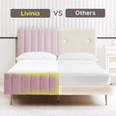 Livinia Twin Size Elton Velvet Platform Bed, Upholstered Bed Frame with Vertical Channel Tufted Headboard Footboard, Strong Wood Slats, No Box Spring Needed, Pink (Twin) by CozyNest Decor