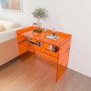 Acrylic Desk with Retaining Edge, Orange Acrylic Table, Console Table for Office, Study, Bedroom, Entrance Decor (17.7" D x 39.4" W x 31.5" H, Orange) by CozyNest Decor