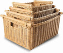 The Basket Lady Pole Handle Wicker Storage Basket, Medium, 16 in L x 12 in W x 8.25 in H, Sandstone by GreenHaven Gardens