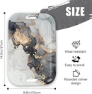 Serving Trays with Handles, 14.5 x 9.8 inch Rectangular Plastic Tray for Restaurant, Kitchen, Gray and Golden Marble by CozyNest Decor