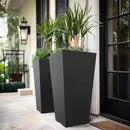 GreenShip 27" Tall Planters, Set of 2 – Black Outdoor Planter for Front Porch & Tall Plants, Weather-Resistant, with Drainage Hole & Rubber Plug (No Plants Included) (Black-2pcs) by CozyNest Decor
