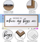 Home is Where My Boys are Sign Framed Wall Art, 32''×12'' Rustic Horizontal My Son Plaque with Natural Frame for Baby Kid Boy Son Teen Toddlers Room, Horizontal Mom of Boys Gifts Nursery Decor by CozyNest Decor