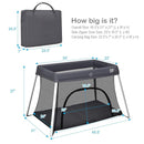 BABY JOY Baby Foldable Travel Crib, 2 in 1 Portable Playpen with Soft Washable Mattress, Side Zipper Design, Lightweight Installation-Free Home Playard with Carry Bag, for Infants & Toddlers (Grey) by TinyTreasures Baby Boutique