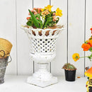 Sungmor Heavy Duty Cast Iron Urn Planter, Beautiful Hollow Trophy Design Tall Orchid Flower Pot, Large Decorative Plastic Flowers Plants Bouquets Vase, Rustic French Country Pot for Home or Garden by CozyNest Decor