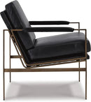 Signature Design by Ashley Puckman Mid-Century Modern Leather Accent Chair, Black by CozyNest Decor