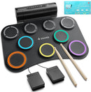 Donner Electric Drum Pad, 9 Pads Electronic Drum Set Roll Up Quiet Drum Pad Built-in Speaker, 40 Drum Lessons Included, Kids Holiday & Birthday Instrument Toys DED-20(SE) by TinyTreasures Baby Boutique