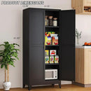 Metal Pantry Cabinet with 2 Doors and Adjustable Shelves, 61"Kitchen Storage Cabinet with Gold Handles, Versatile Storage for Laundry, Living, Bathroom, Dining, Utility Room - Black by CozyNest Decor