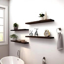 Wood Floating Shelves for Wall Decor, Rustic Wall Shelves for Bedroom Bathroom Kitchen Living Room, Set of 4 Walnut 24 Inch by CozyNest Decor