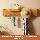 Wall Mounted Piano Key Hanger | Flip Style Hook | Entrance Wall Art Hook, Made of Oak Wood (3 Times Painted, 4 Times Polished) (Fence Beech, 10Hooks) by CozyNest Decor