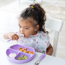 Bumkins Toddler Utensils, Kids Size Fork and Spoon Set, Silicone and Stainless-Steel Training Silverware, Angled Forks / Sporks for Self-Feeding, Children Hold Learning to Eat, 18 Months Up, Lavender by TinyTreasures Baby Boutique