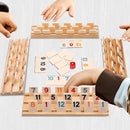 Upgraded Rummy Cube Game Set 4 Players with 4 Wooden Holders and 108 Rummy Melamine Tiles, Travel Family Board Game for Adults and Kids by TinyTreasures Baby Boutique