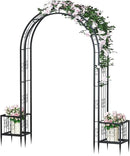 88in Steel Garden Arch Arbor Trellis with Planter Boxes for Climbing Plants Outdoor, Yard, Wide Sturdy Durable Garden Arch for Lawn,Outdoor Wedding Arch(Black) by GreenHaven Gardens