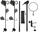 Urban Deco Deck Pole Porch Multi-Hook Bird Feeder Hooks for Deck Kit with Feeder Polyester and with 2 Adjustable Branches and Plastic Water Bowl by GreenHaven Gardens