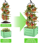 1Pack Raised Garden Beds Outdoor, Galvanized Metal Raised Garden Bed with Trellis, 16x16x60inch Tomato Cage Planters Box with Trellis for Climbing Plants Vegetable Vine Flowers by GreenHaven Gardens
