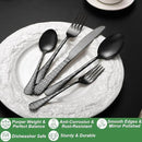 20 Pcs Black Silverware Set for 4 with Water Cube Handle design, Food Grade Stainless Steel Flatware Set, Eating Utensils Sets Include Fork/Knife/Spoon, Reusable Cutlery Set, Dishwasher Safe by CozyNest Decor