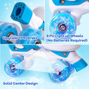 Rainbow Toddler Roller Skates - Size 4 Adjustable | Light Up Quad Skates for Girls & Boys Beginners Aged 3-12 by TinyTreasures Baby Boutique
