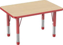 FDP Rectangle Activity School and Classroom Kids Table (24 x 36 inch), Chunky Toddler Leg, Adjustable Height 15-24 inches - Maple Top and Red Edge by CozyNest Decor