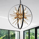 17.72'' Black Gold 8-Light Globe Sputnik Chandelier Modern Industrial Adjustable Hanging Ceiling Firework Pendant Light Fixture for Entryway Stairway Kitchen Dining Living Room Hallway by CozyNest Decor