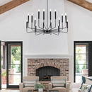 Modern Black Farmhouse Chandeliers, 16-Light Industrial Metal Chandelier Lighting, Classic Candle Hanging Pendant Light Fixtures for Kitchen Island, Living Room, Dining Room, Stair by CozyNest Decor