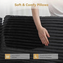 Modular Sectional Sofa with Chaise U Shaped Sectional Couch for Living Room, 7-Seater Comfy Cloud Couches with One Movable Ottoman, Plush Corduroy, Black by CozyNest Decor