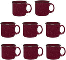 Set of 8 Ceramic Campfire Mugs – 15 Oz, Maroon – Coffee & Tea Cups for Home, Work, Travel, Camping – Customizable, Great for DIY, Events, Companies by CozyNest Decor