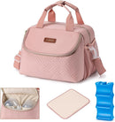 Breastmilk Cooler Bag with Ice Pack Fits 6 Baby Bottles up to 9 Ounce, Wearable Breast Pumps Cooler Bag for Nursing Mom Daycare, Work, Travel- Pink by TinyTreasures Baby Boutique
