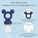 Baby Fruit Feeder, Frozen Teething Toys, Infants Teether Pacifier with 3 Extra Teats, Toddler Eating Essentials, BPA Free Feeding Supplies (Steel Blue) by TinyTreasures Baby Boutique