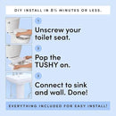 TUSHY Spa Self-Cleaning Warm Water Toilet Bidet Attachment. Adjustable Nozzle, Angle & Pressure Control. Easy DIY Home Install, Requires Sink Access for Optional Warm Water Control. (Biscuit/Platinum) by CozyNest Decor
