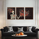 KAIRNE Gothic Skull Wall Art,Halloween Skeleton Canvas Set of 3(16”x24”),Scary Skull Painting,Horror Floral Botanical Prints,Romantic Spooky Halloween Wall Art for Living Room Bedroom Goth Party Decor by CozyNest Decor