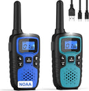 Wishouse Walkie Talkies for Kids Adults - Long Range Rechargeable 2 Way Radios,Gift,Hiking Accessories Camping Gear with Lamp,SOS Siren,NOAA Weather Alert,VOX,Easy to Use Blue Green 2 Pack by TinyTreasures Baby Boutique