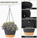 QCQHDU 2 Pack Hanging Planters for Indoor Outdoor Plants, 8 Inch Hanging Baskets Flower Pots with Reservoir Tray & Visible Water-Level by GreenHaven Gardens