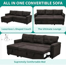Naomi Home Transform Any Space: Sleeper Sectional Sofa with Convertible Sofa Bed & Inviting Chaise. Find Tranquil Comfort with Stress-Relieving Design & Durable Cushions - Espresso/Velvet by CozyNest Decor
