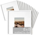 HAUS AND HUES 8x8 White Metal Picture Frames Matted to 4x4 - Features Premium Aluminum & Hanging Hardware, Shatterproof Plexiglass - Ideal for Home, Room, Office (8x8 in, White, Set of 15) by CozyNest Decor