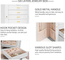 AKOZLIN Functional 6-Tier Jewelry Box Organizer with 5 Drawers Leather Jewelry Storage Case for Women Girls Ring Necklace Earring Bracelet Holder Organizer with Mirror White by TinyTreasures Baby Boutique