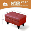 Ottoman Rectangular Storage Ottoman Bench, Faux Leather Footrest, Coffee Table, Stool Footstool with Hinged Lid for Living Room, Bedroom, Entryway, Red, 28.5"x19"x17.5" by CozyNest Decor