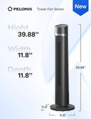 PELONIS 40 inch Bladeless Tower Fan for Bedroom, Standing Fan with Remote Control, 26ft/s, 90° Oscillation, 3 Speed Settings, 27 Db, 3 Modes, 15-Hour Timer, LED Display, Fan that Blows Cold Air, Grey by CozyNest Decor
