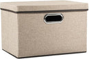 PRANDOM Collapsible Storage Cubes with Lids [1-Pack] Jute Fabric Foldable Storage Boxes Organizer Containers Baskets Bins with Cover for Home Bedroom Closet Office Nursery (14.9x9.8x9.8) by TinyTreasures Baby Boutique