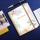 Daily Planner Undated - 8.5" x 11" To Do List Notebook Hourly Schedules, 150 Sheets/300 Pages Spiral Appointment Planner for Women and Men,PVC Hardcover, Inner Pocket, Elastic Closure, Rose Leaf by TinyTreasures Baby Boutique