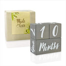 I'm Solid Wood Weekly Monthly Yearly Baby Milestone Age Blocks, Gender Neutral, Newborn Gifts & Keepsakes for Picture Props (3 Pcs/Grey) by TinyTreasures Baby Boutique