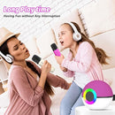 goopow Mini Karaoke Machine Speaker for Kids Adults, Portable Bluetooth Microphone Song Toys with LED Light, Best Chritmas Birthday Festival Gift for 3 4 5 6 7 8+ Year Old Girls Boys (Hotpink-2MIC) by TinyTreasures Baby Boutique