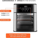 Air Fryer Oven 1800W, 12.7QT Capacity, Touchscreen Panel, Automatic Shut-Off – Black & Stainless Steel – Mondial by CozyNest Decor