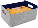 Welaxy storage baskets Felt Foldable Cube bin Shelf Bins Organizer Felt box for Kids Toys Magazine Books Clothes for Office Bedroom Closet Babies Nursery (navy x 3) by TinyTreasures Baby Boutique
