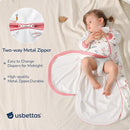 Baby Sleep Sack 3-6 Months, Cotton Detachable Long Sleeve Sleep Sack, 1.0 Tog Toddler Sleeping Sack with Temperature Strips, 2-Way Zipper Wearable Blankets for Newborns, Bunny by TinyTreasures Baby Boutique